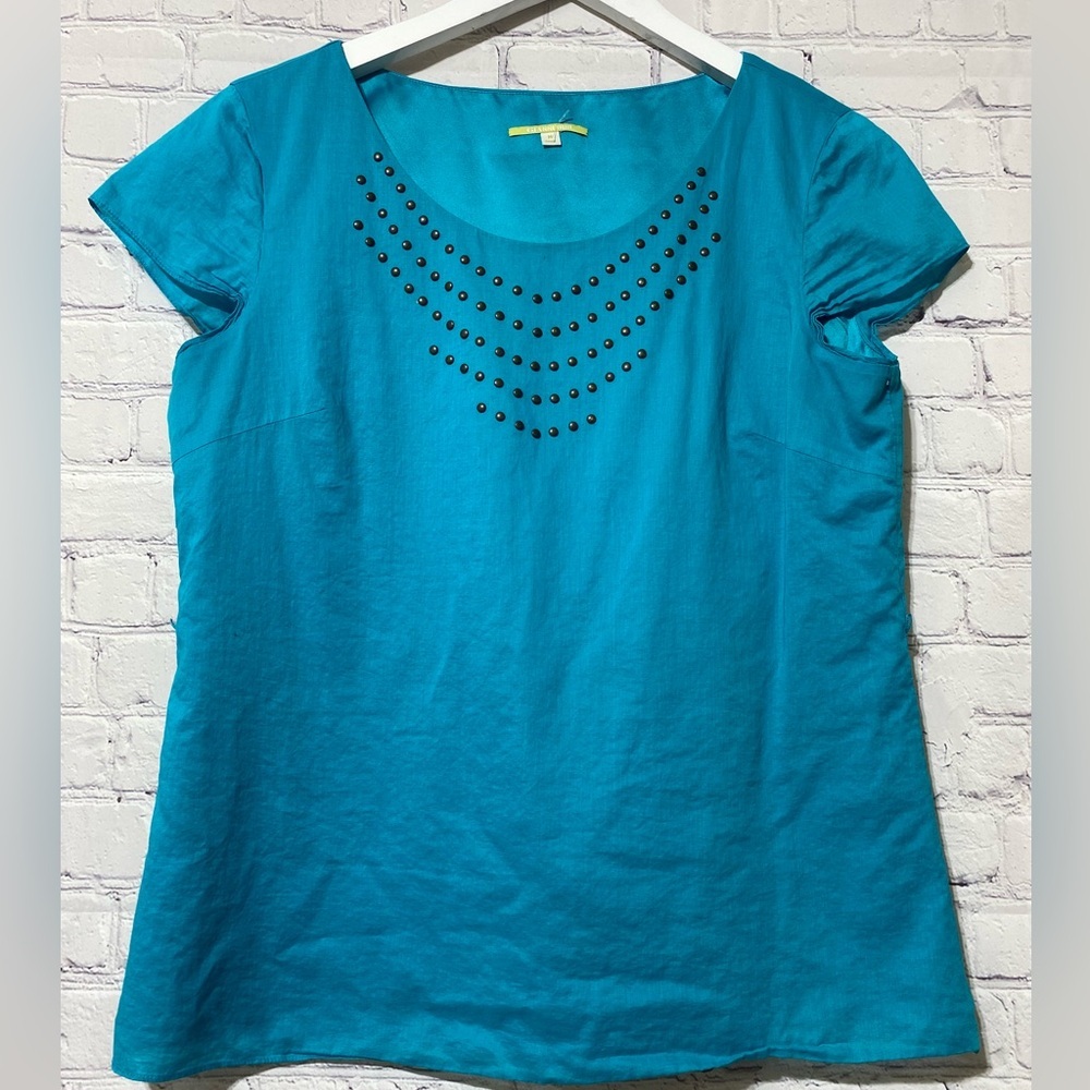 Gianni Bini blue turquoise top studded